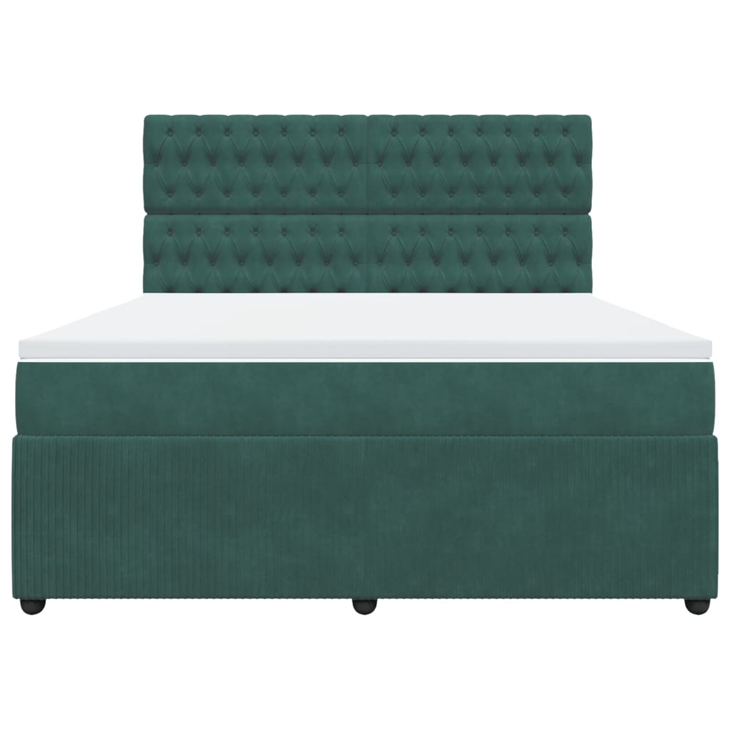Pat box spring cu saltea, verde închis, 180x200 cm, catifea GartenMobel Dekor