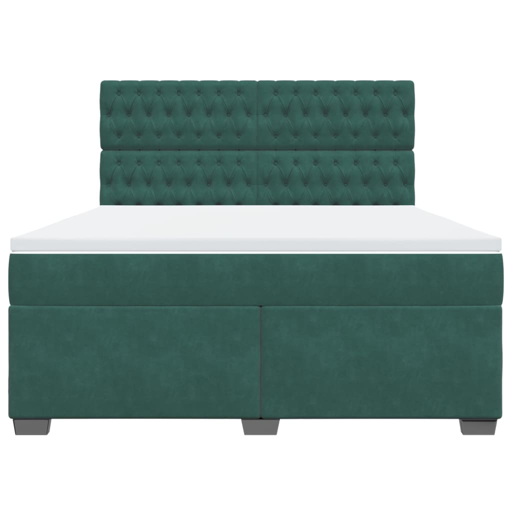 Pat box spring cu saltea, verde închis, 180x200 cm, catifea GartenMobel Dekor