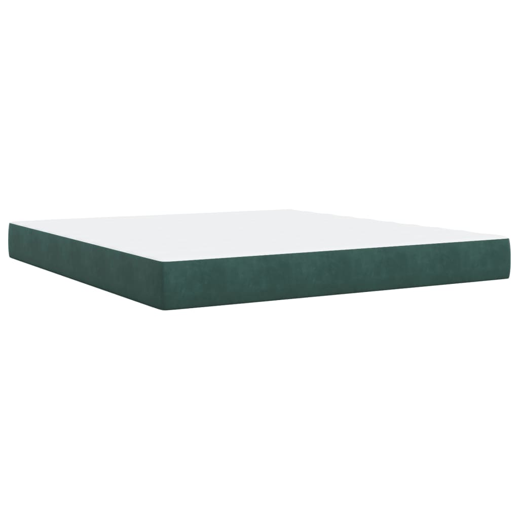 Pat box spring cu saltea, verde închis, 180x200 cm, catifea GartenMobel Dekor