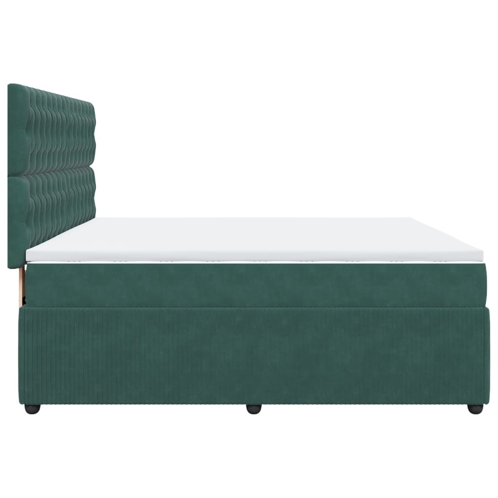 Pat box spring cu saltea, verde închis, 180x200 cm, catifea GartenMobel Dekor
