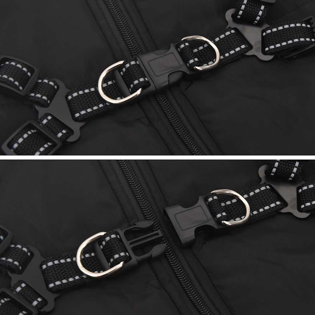 Haină câini cu ham impermeabilă reflectorizantă, negru, L48 GartenMobel Dekor