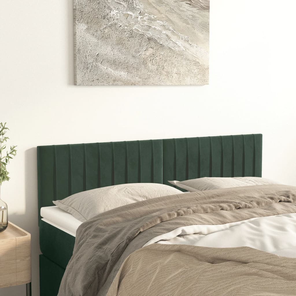 Tăblii de pat, 2 buc., verde închis, 72x5x78/88 cm, catifea GartenMobel Dekor