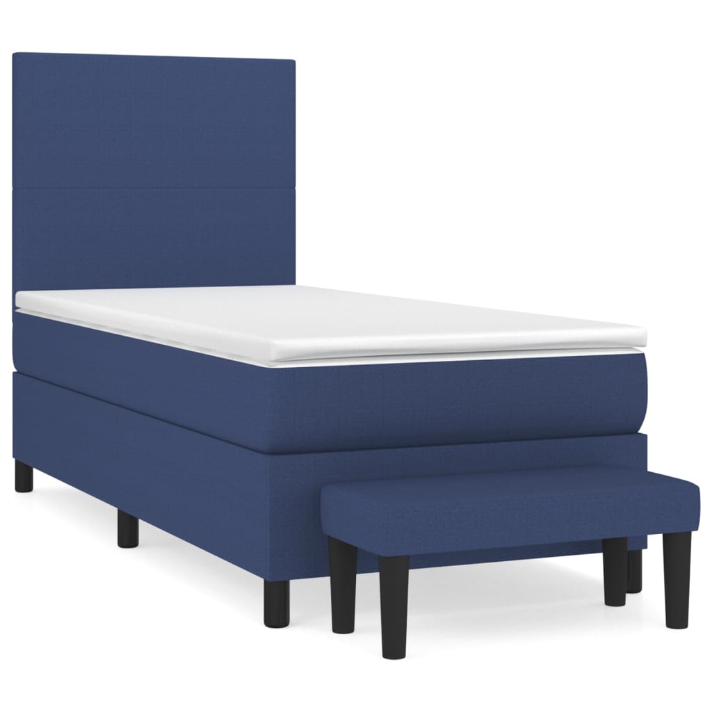 Pat box spring cu saltea, albastru, 80x200 cm, textil GartenMobel Dekor