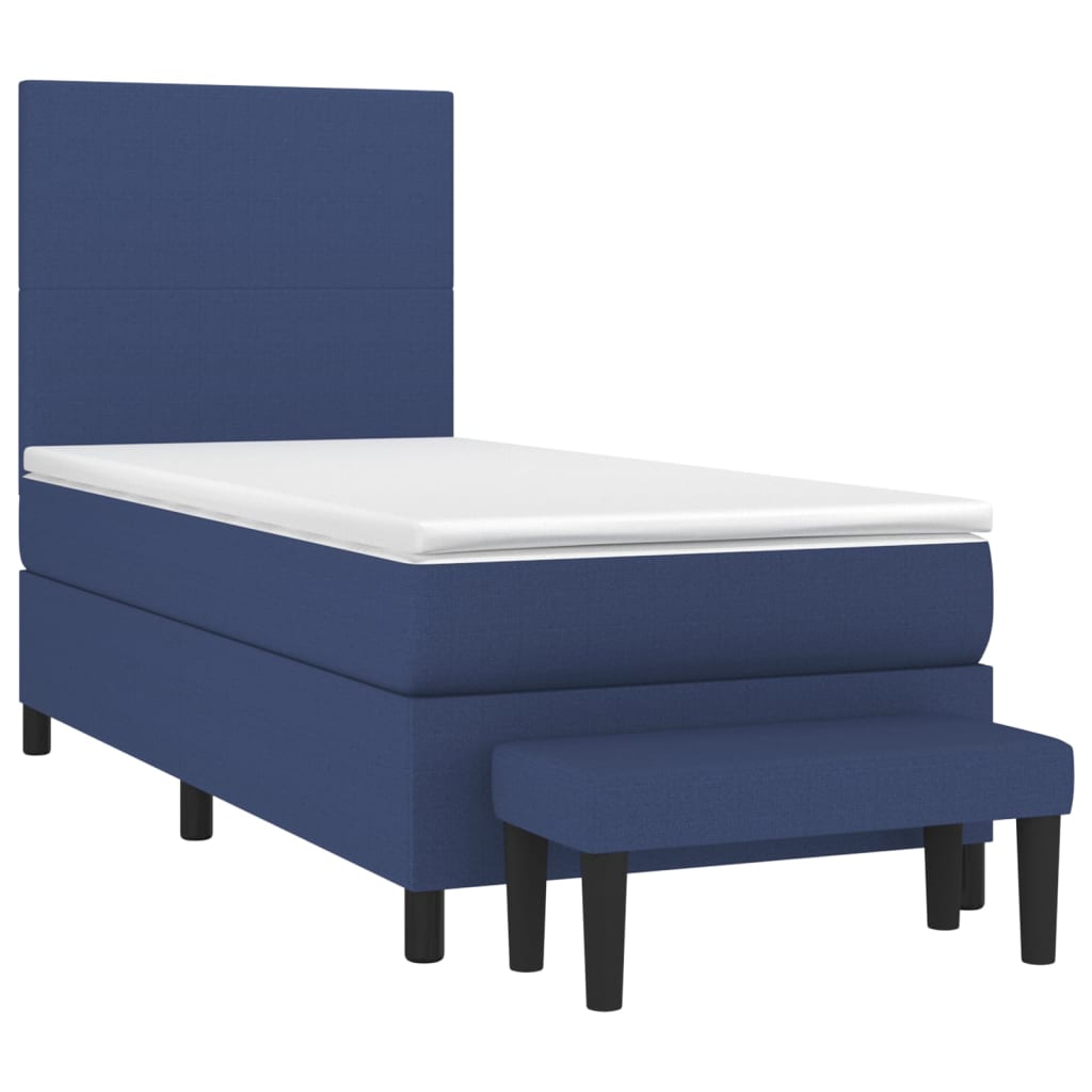 Pat box spring cu saltea, albastru, 80x200 cm, textil GartenMobel Dekor