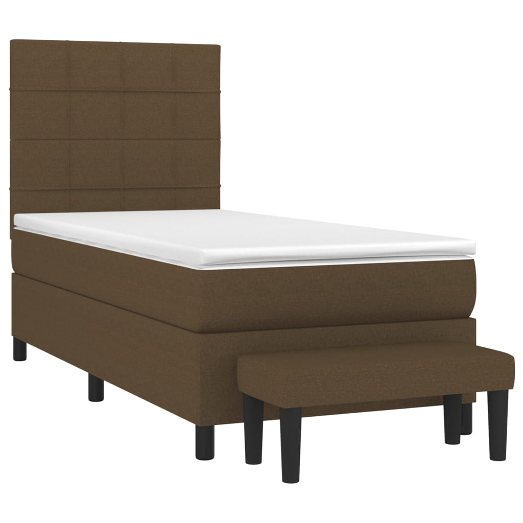 Pat box spring cu saltea, maro închis, 100x200 cm, textil GartenMobel Dekor