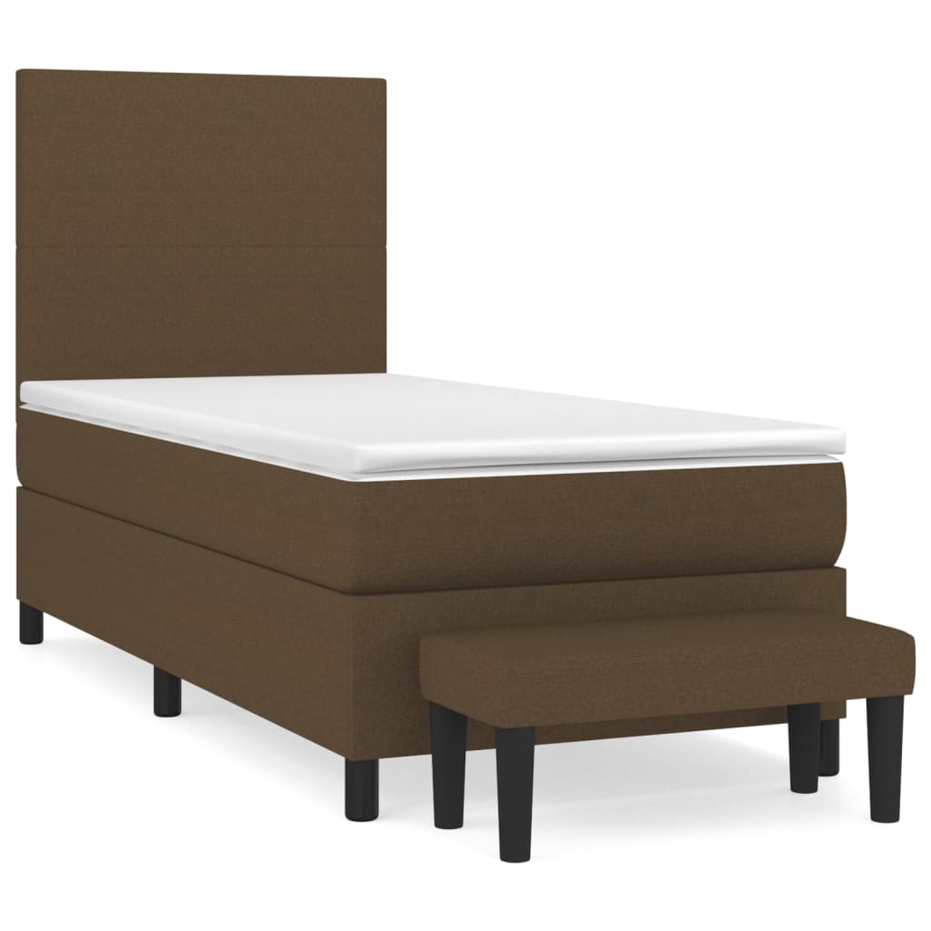 Pat box spring cu saltea, maro închis, 100x200 cm, textil GartenMobel Dekor
