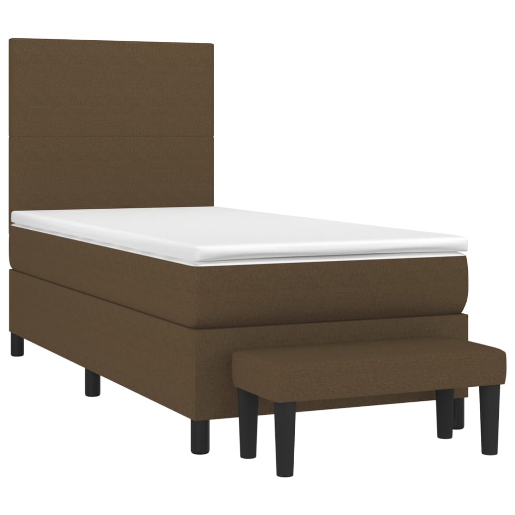 Pat box spring cu saltea, maro închis, 100x200 cm, textil GartenMobel Dekor