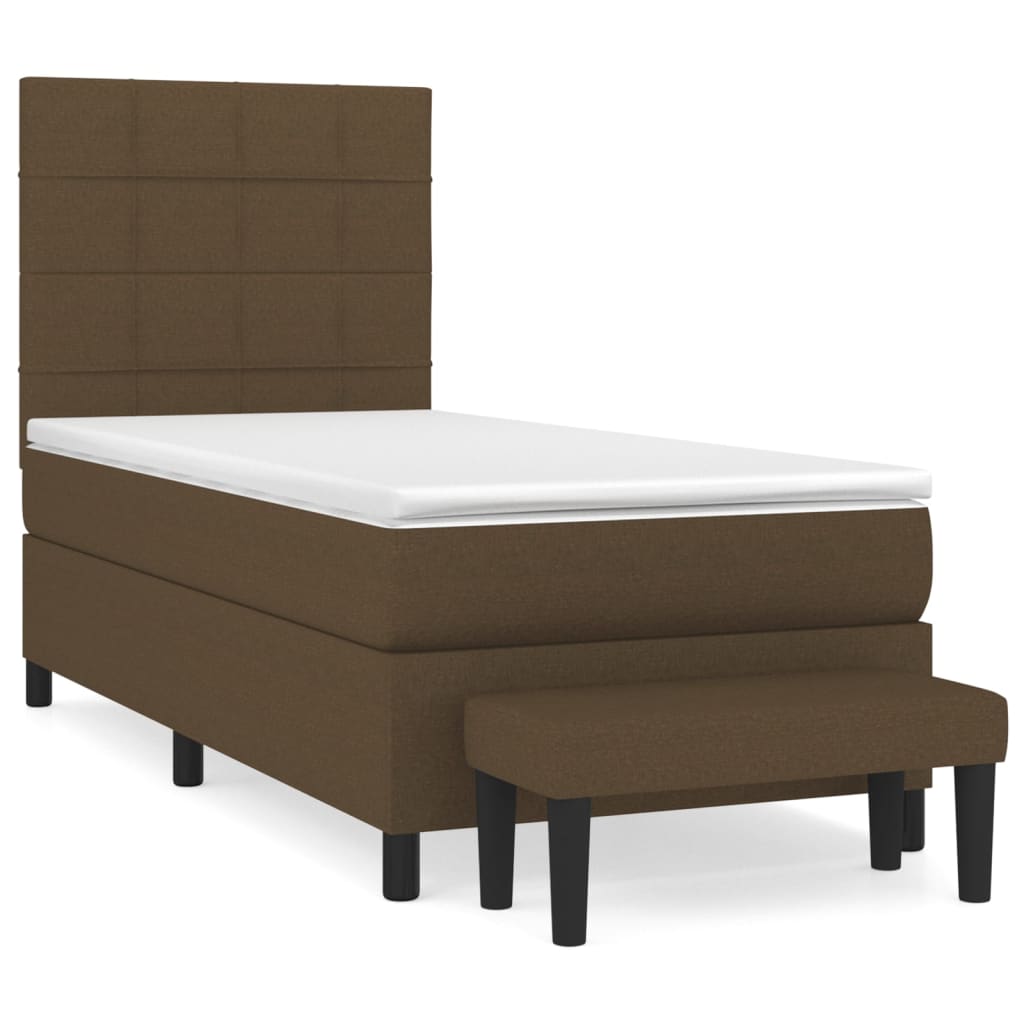 Pat box spring cu saltea, maro închis, 90x190 cm, textil GartenMobel Dekor