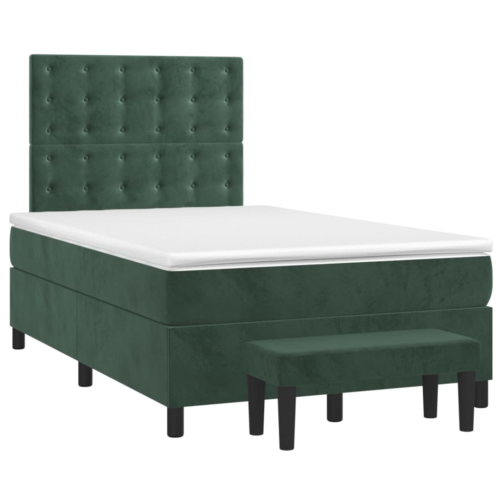 Pat box spring cu saltea, verde închis, 120x200 cm, catifea GartenMobel Dekor