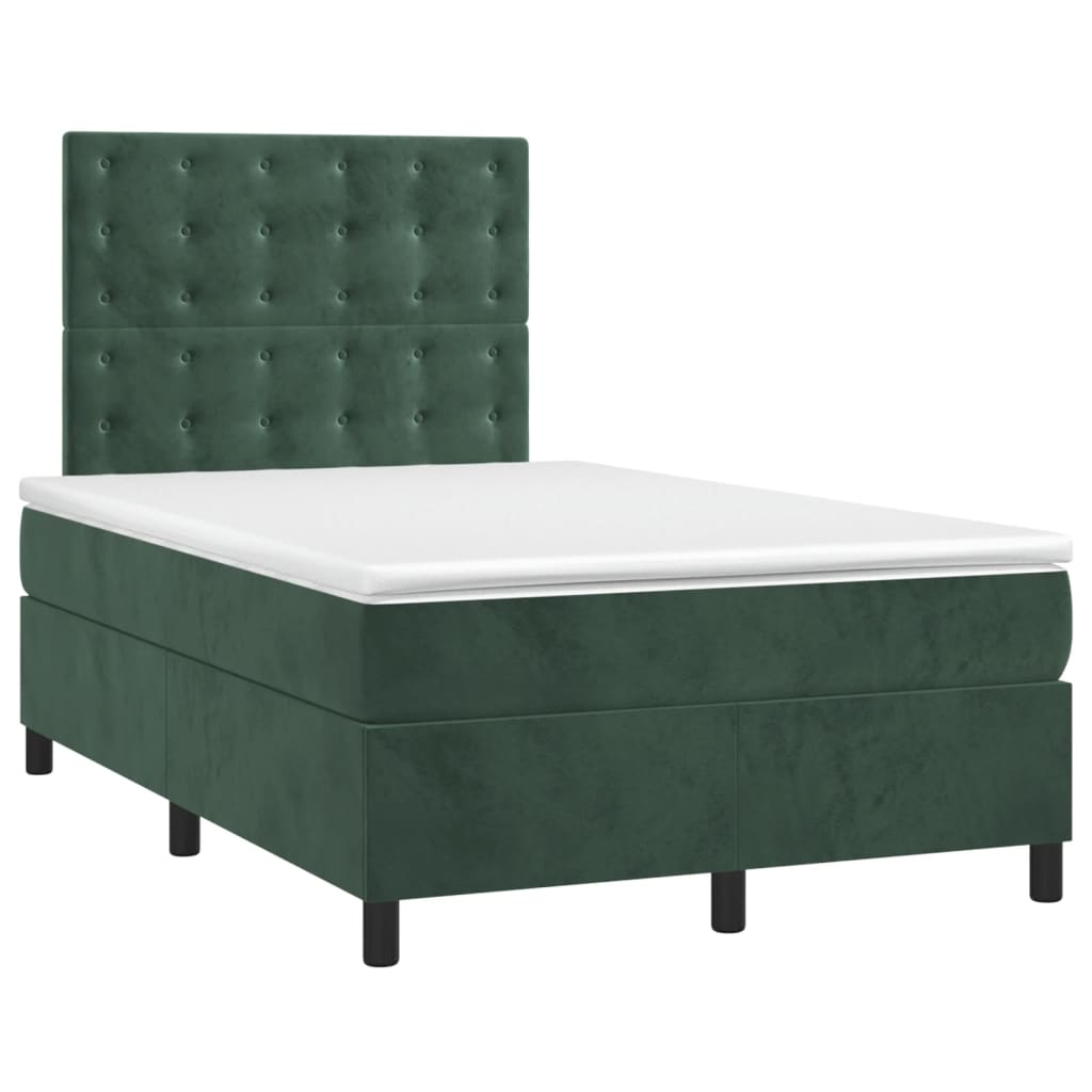 Pat box spring cu saltea, verde închis, 120x200 cm, catifea GartenMobel Dekor