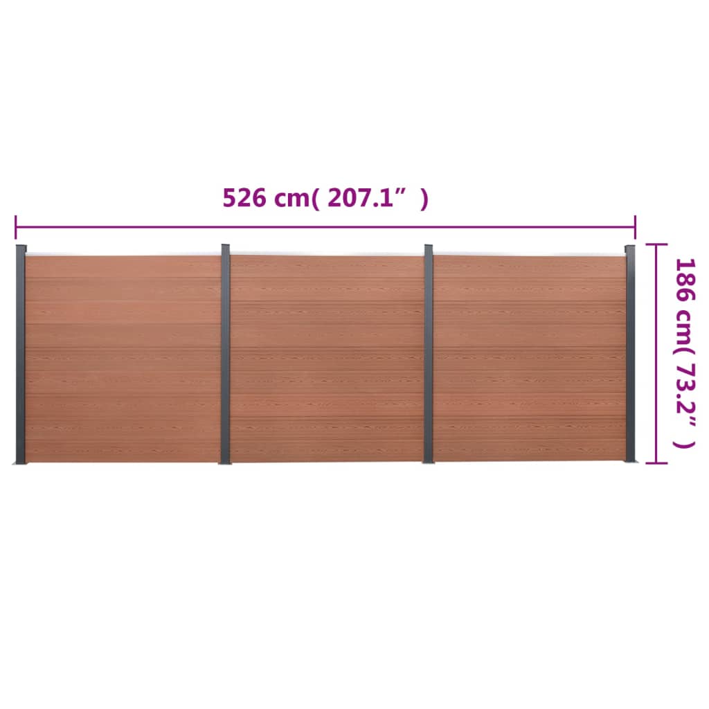 Set panouri pentru gard, maro, 526x186 cm, WPC GartenMobel Dekor
