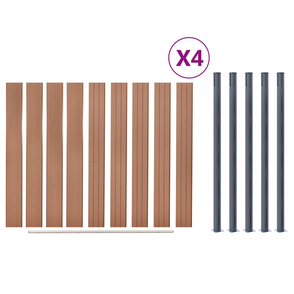 Set panouri pentru gard, maro, 699x186 cm, WPC GartenMobel Dekor