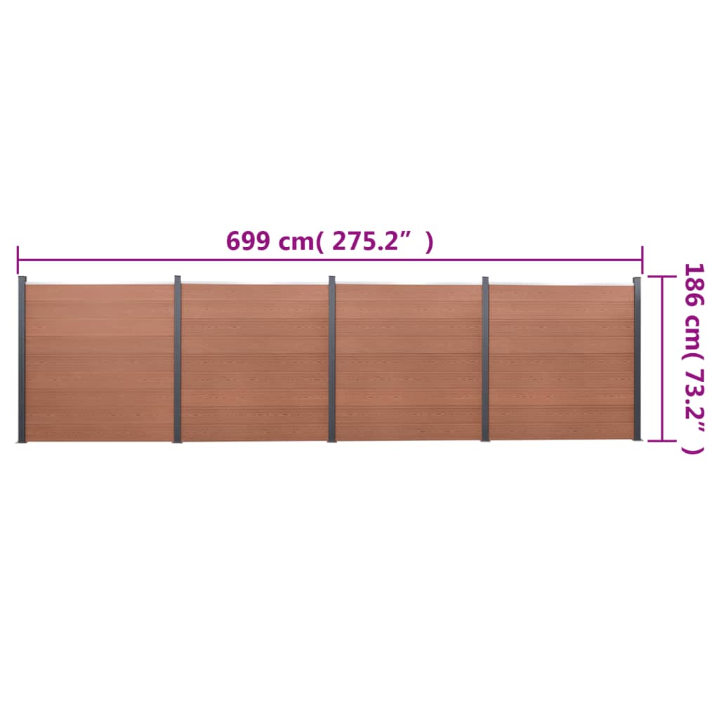 Set panouri pentru gard, maro, 699x186 cm, WPC GartenMobel Dekor
