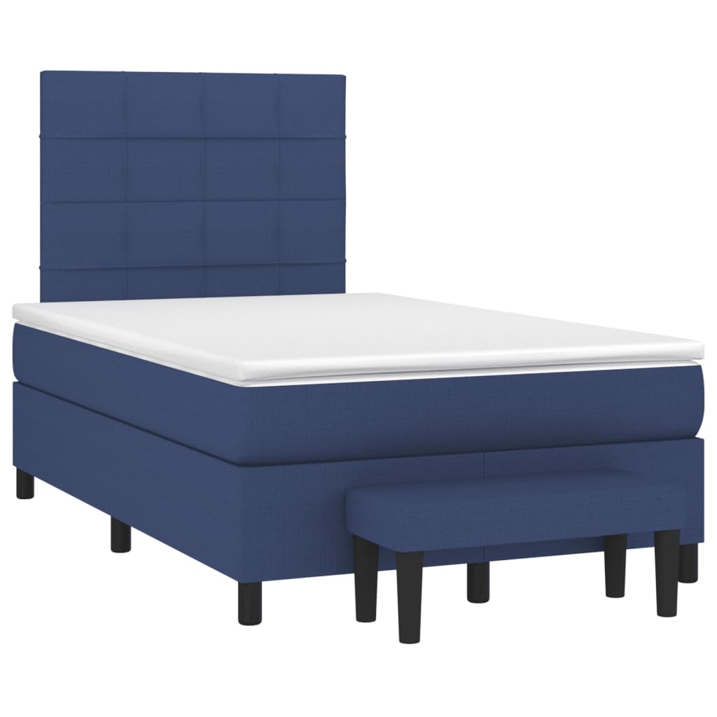 Pat box spring cu saltea, albastru, 120x190 cm, material textil GartenMobel Dekor