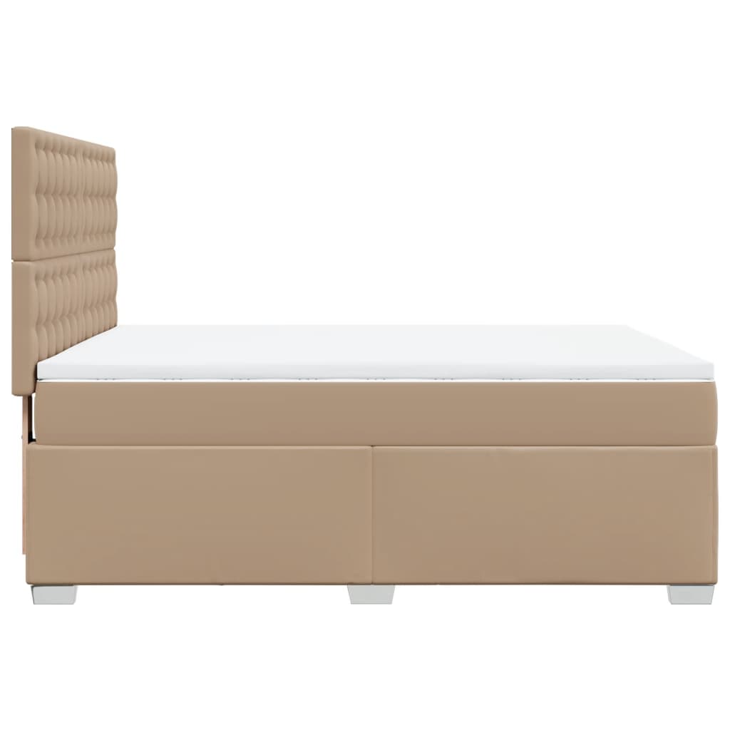 Pat box spring cu saltea, cappuccino, 140x190cm piele ecologică GartenMobel Dekor