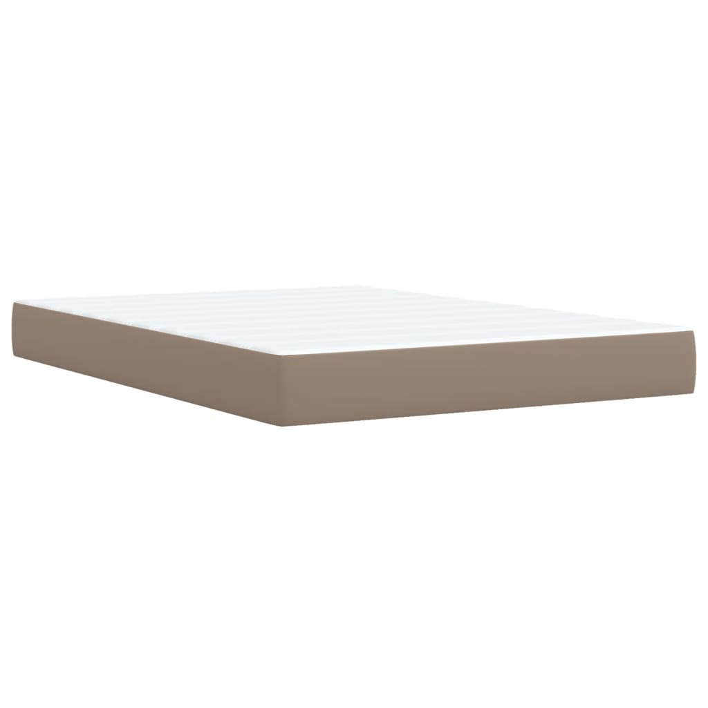 Pat box spring cu saltea, cappuccino, 140x190cm piele ecologică GartenMobel Dekor