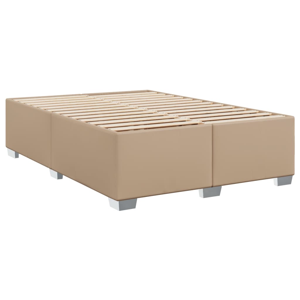 Pat box spring cu saltea, cappuccino, 140x190cm piele ecologică GartenMobel Dekor