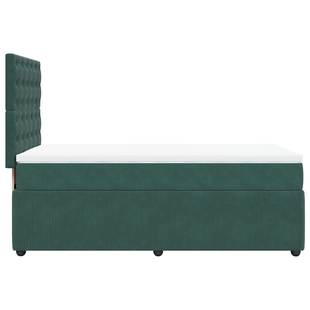 Pat box spring cu saltea, verde închis, 100x200 cm, catifea GartenMobel Dekor
