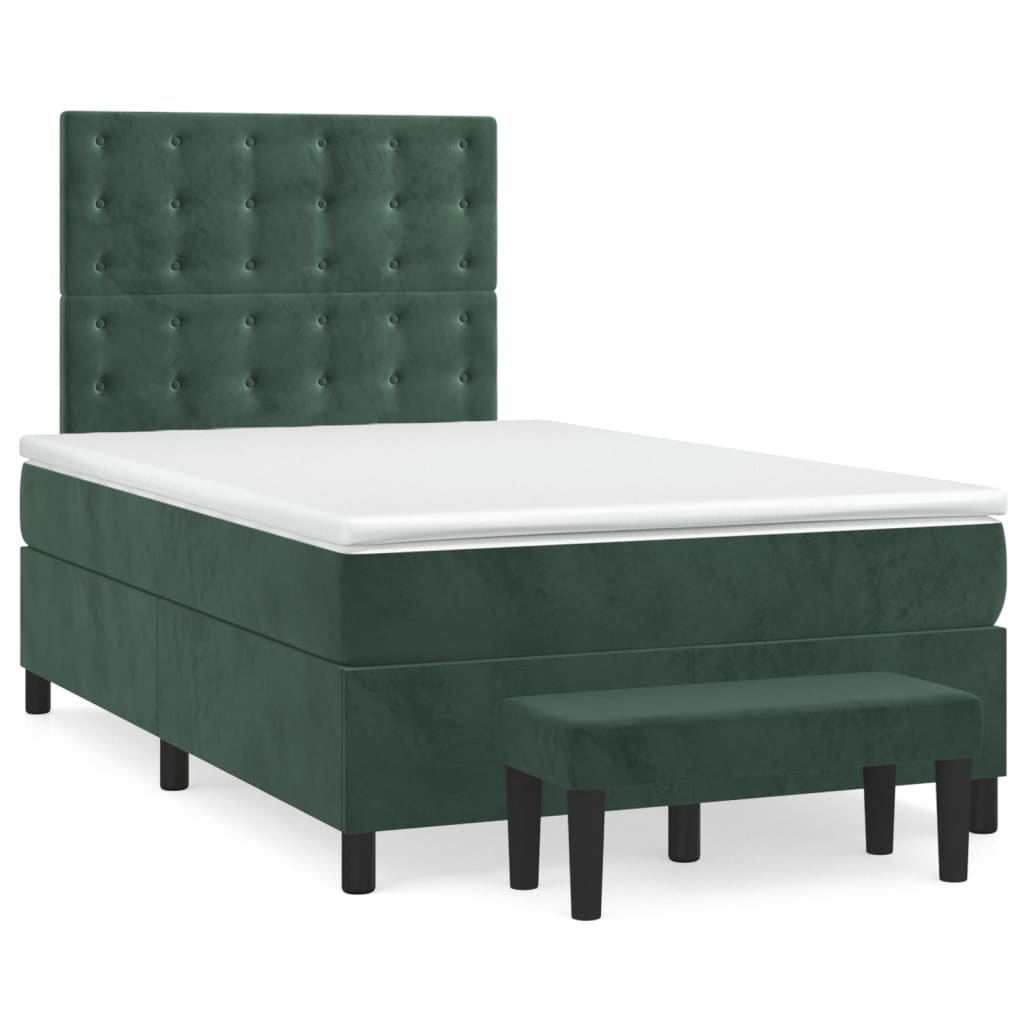 Pat box spring cu saltea, verde închis, 120x190 cm, catifea GartenMobel Dekor