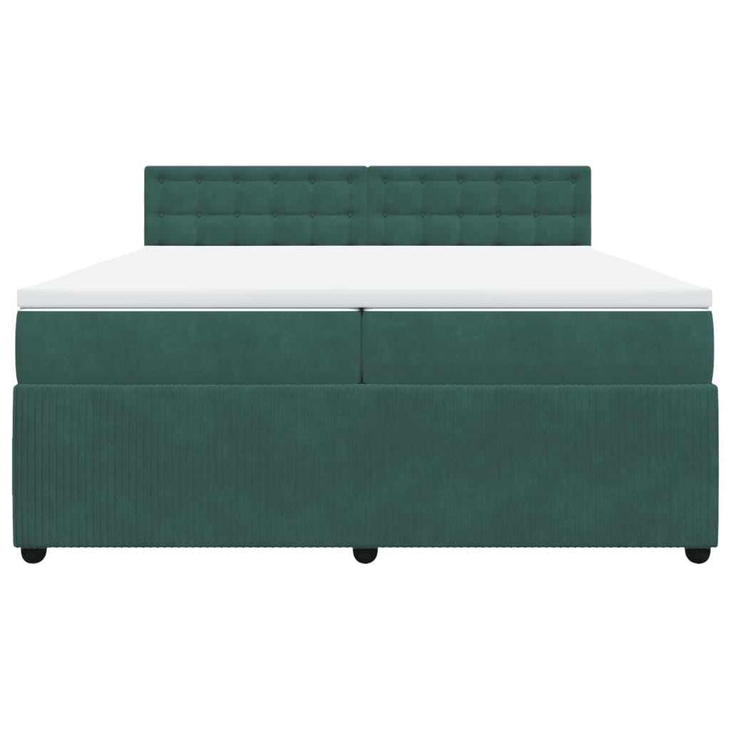 Pat box spring cu saltea, verde închis, 200x200 cm, catifea GartenMobel Dekor