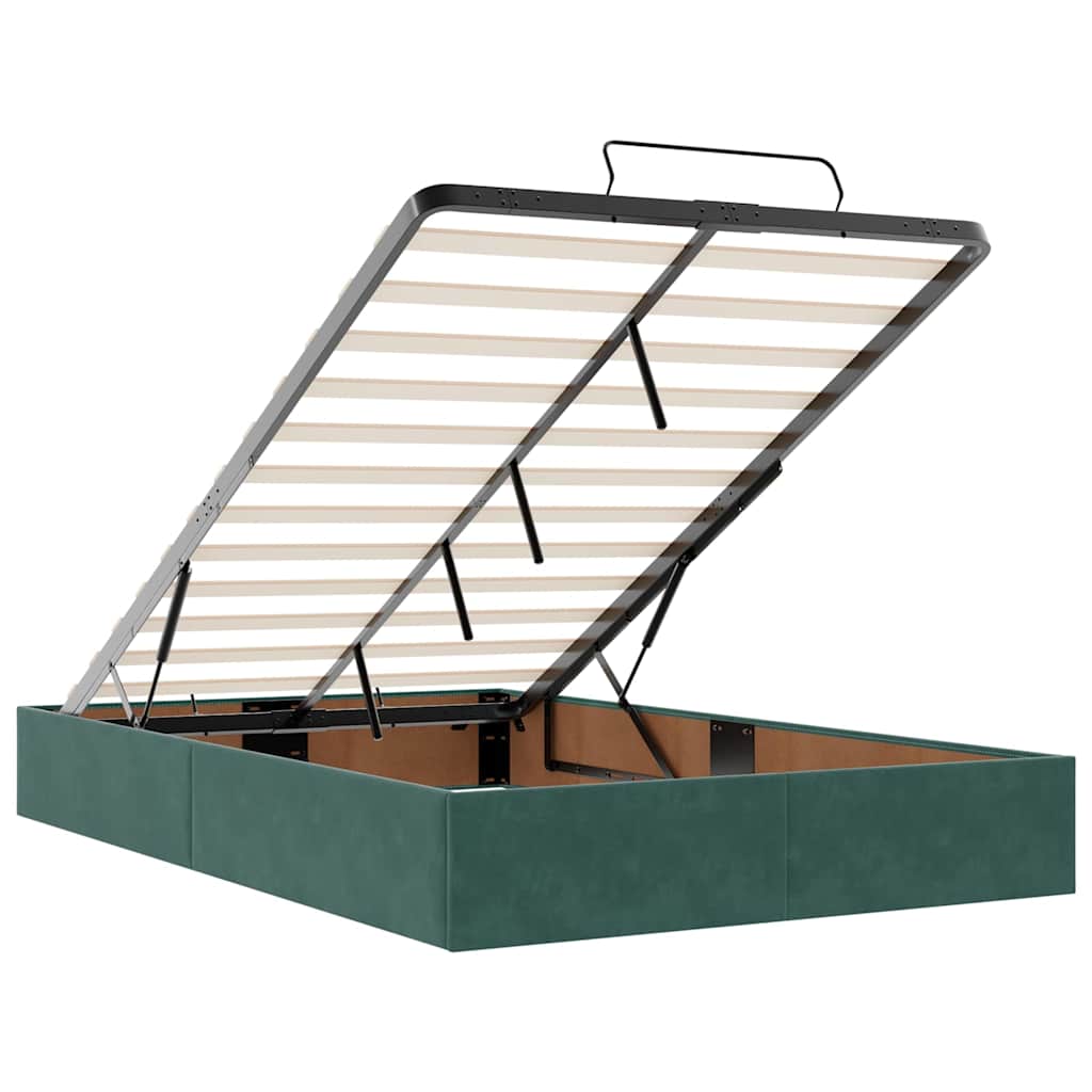 Cadru de pat otoman cu saltele, catifea verde închis 120x200cm GartenMobel Dekor