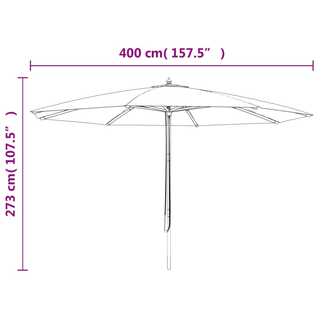 Umbrelă de soare de grădină, stâlp din lemn, verde, 400x273 cm GartenMobel Dekor