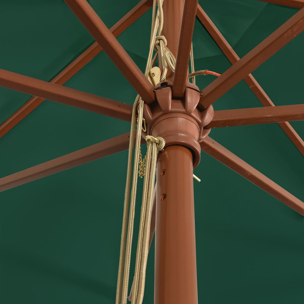 Umbrelă de soare de grădină, stâlp din lemn, verde, 400x273 cm GartenMobel Dekor