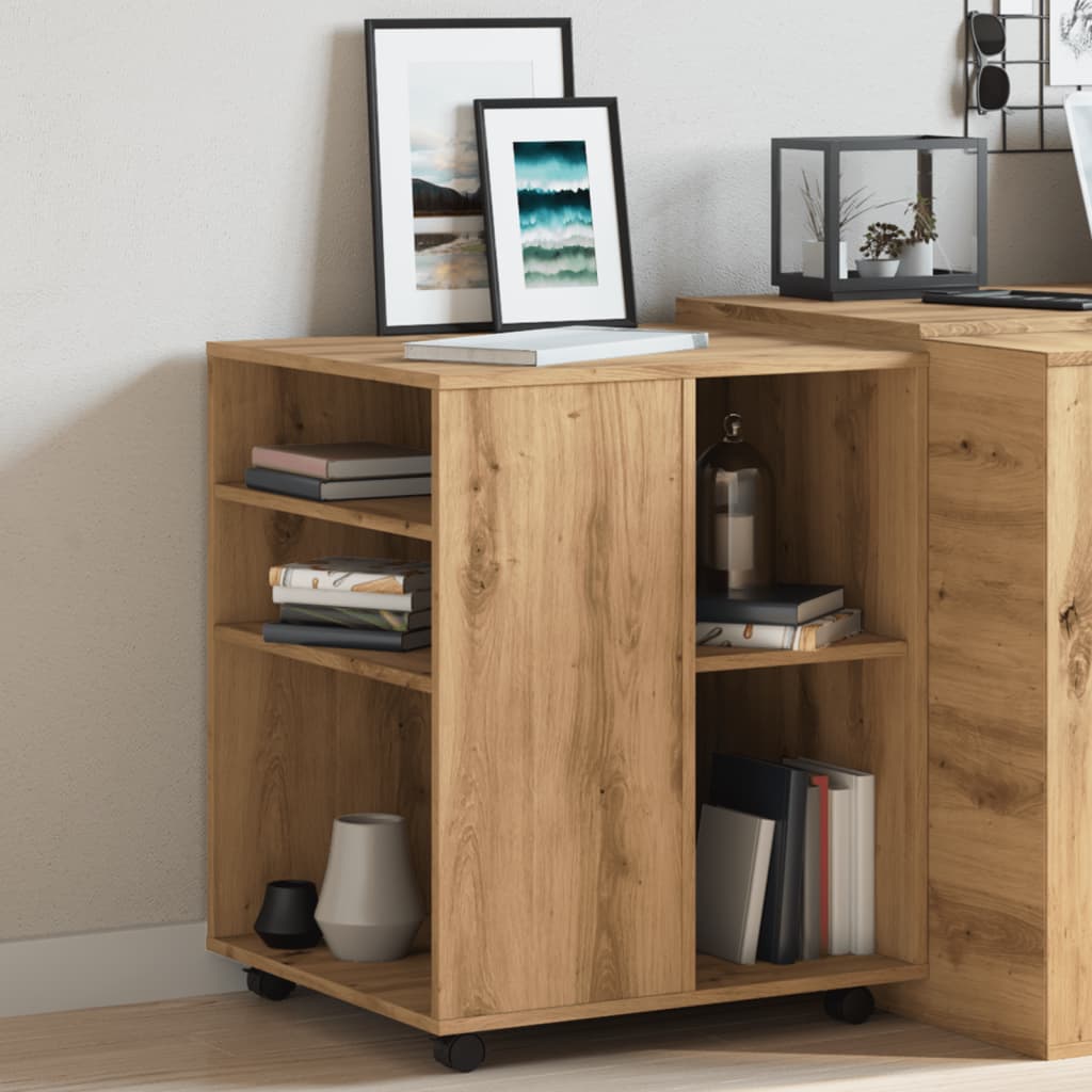 Dulap cu roți, stejar artizanal, 60x53x72 cm, lemn prelucrat GartenMobel Dekor