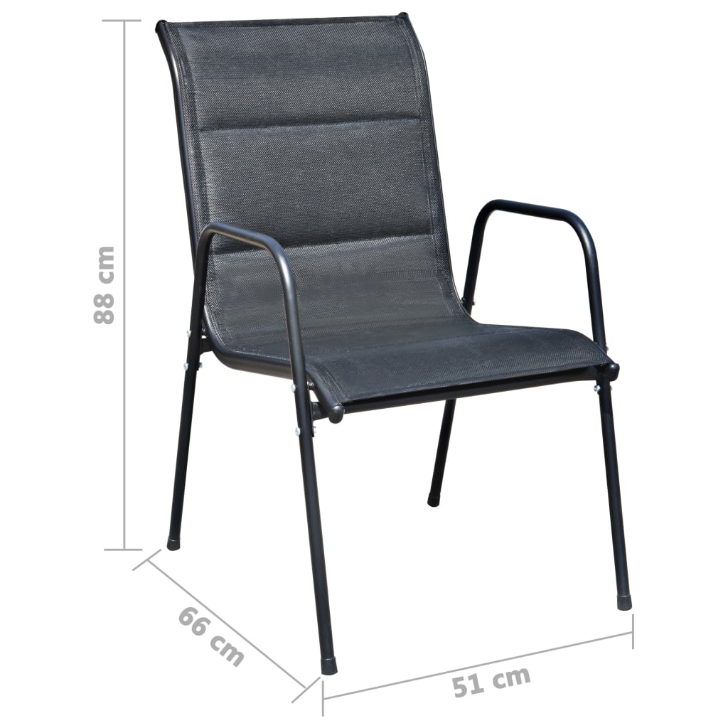 Set mobilier de exterior, 9 piese, negru, oțel GartenMobel Dekor