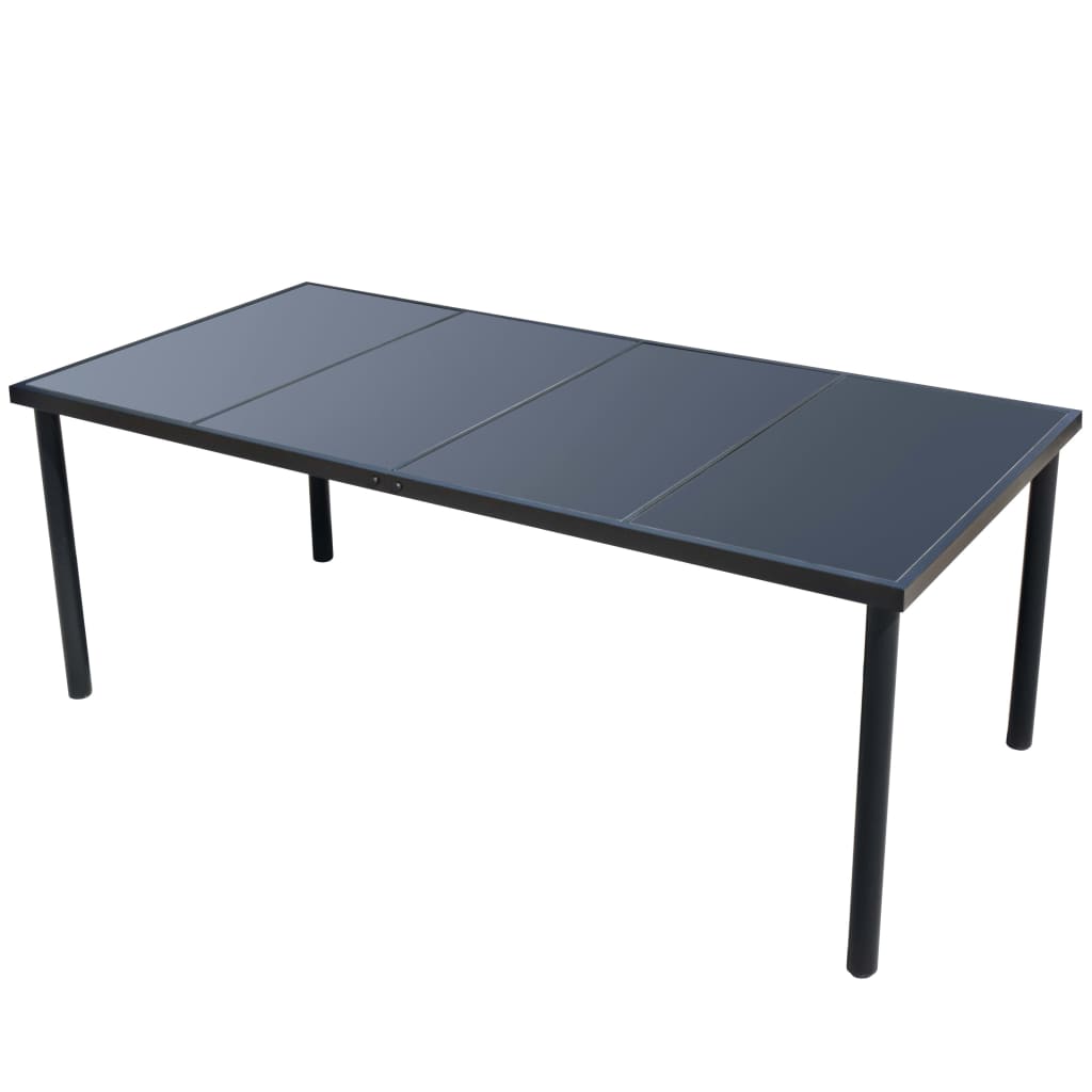 Set mobilier de exterior, 9 piese, negru, oțel GartenMobel Dekor