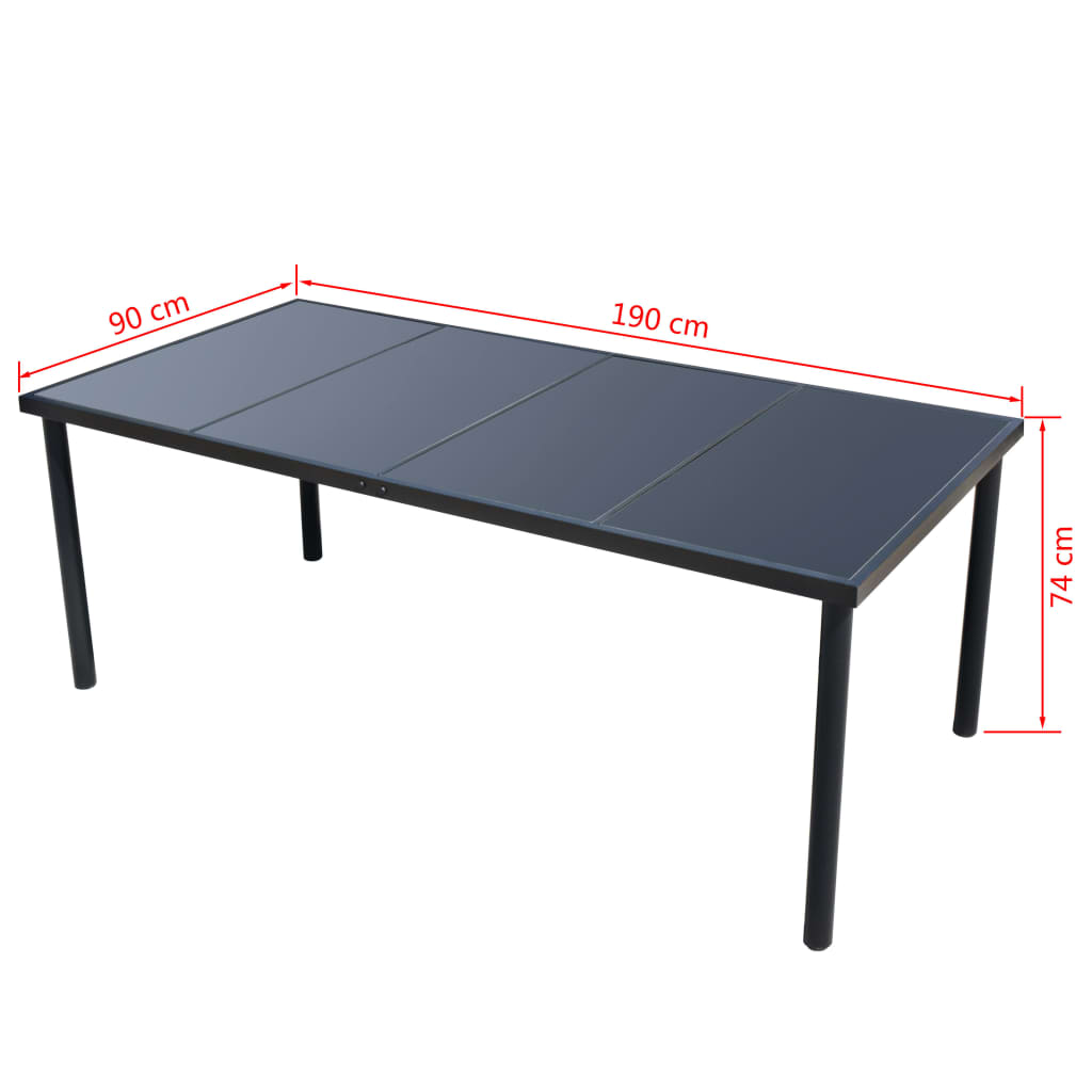 Set mobilier de exterior, 9 piese, negru, oțel GartenMobel Dekor