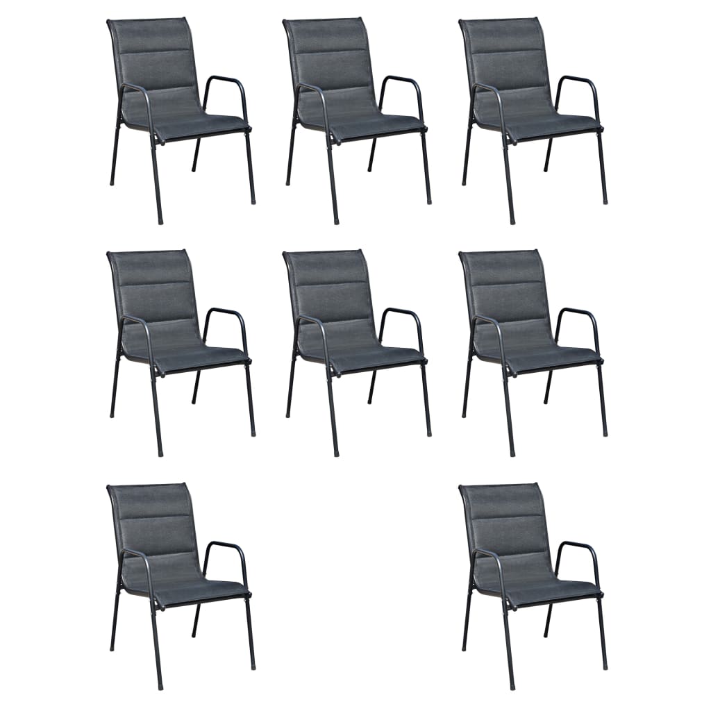 Set mobilier de exterior, 9 piese, negru, oțel GartenMobel Dekor
