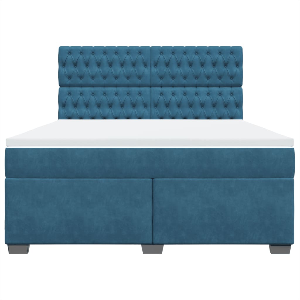 Pat box spring cu saltea, albastru, 180x200 cm, catifea GartenMobel Dekor
