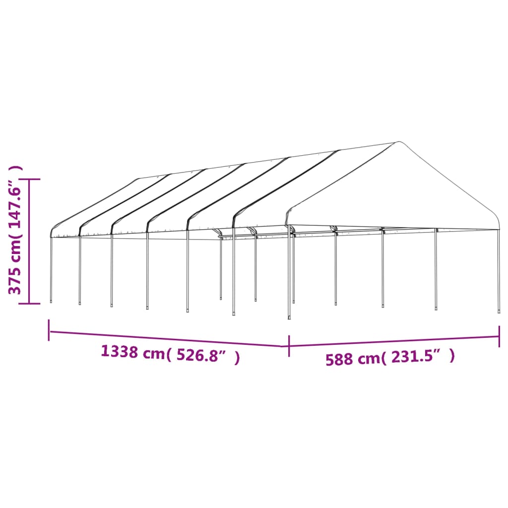 Foișor cu acoperiș, alb, 13,38x5,88x3,75 m, polietilenă GartenMobel Dekor