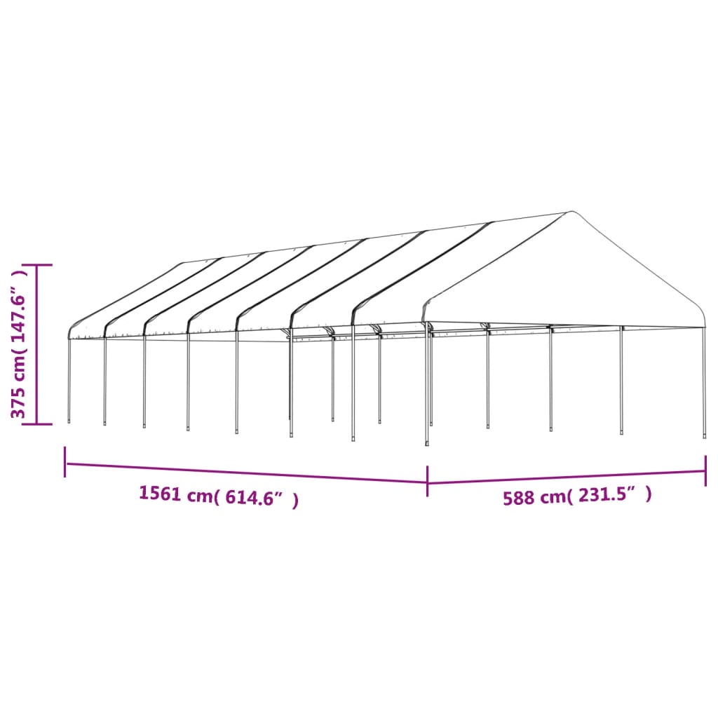 Foișor cu acoperiș, alb, 15,61x5,88x3,75 m, polietilenă GartenMobel Dekor