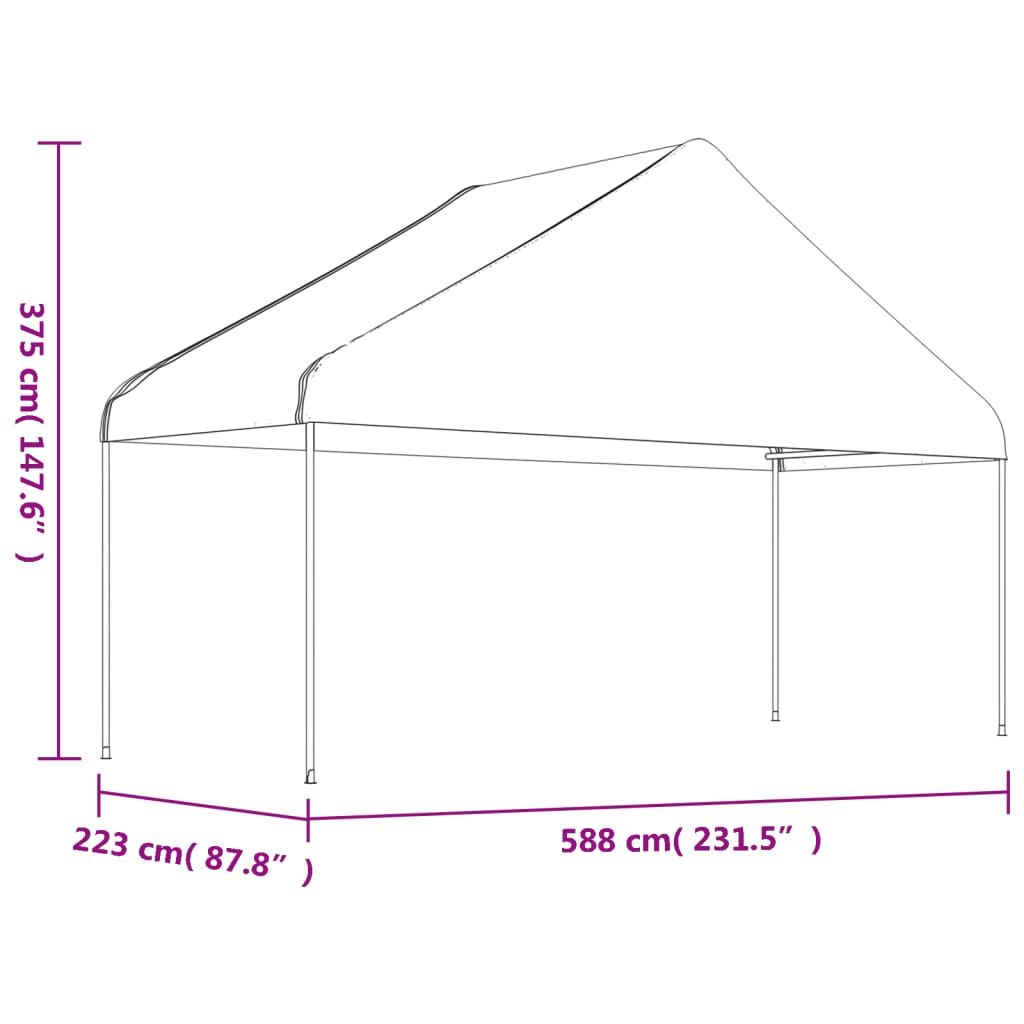Foișor cu acoperiș, alb, 15,61x5,88x3,75 m, polietilenă GartenMobel Dekor
