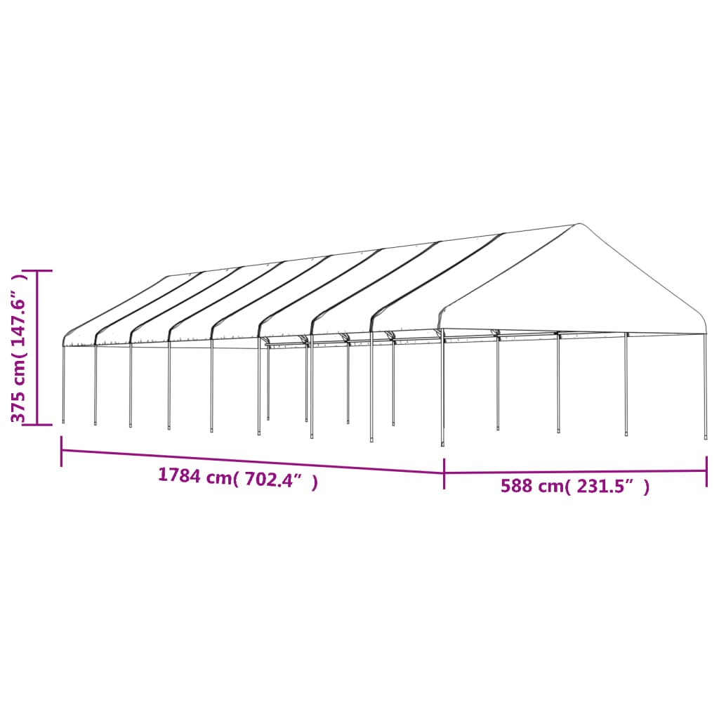 Foișor cu acoperiș, alb, 17,84x5,88x3,75 m, polietilenă GartenMobel Dekor
