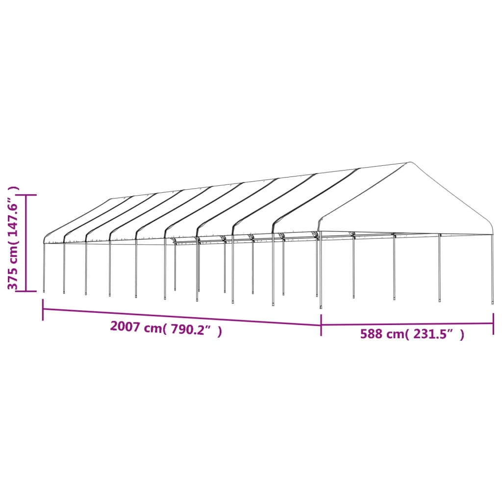 Foișor cu acoperiș, alb, 20,07x5,88x3,75 m, polietilenă GartenMobel Dekor
