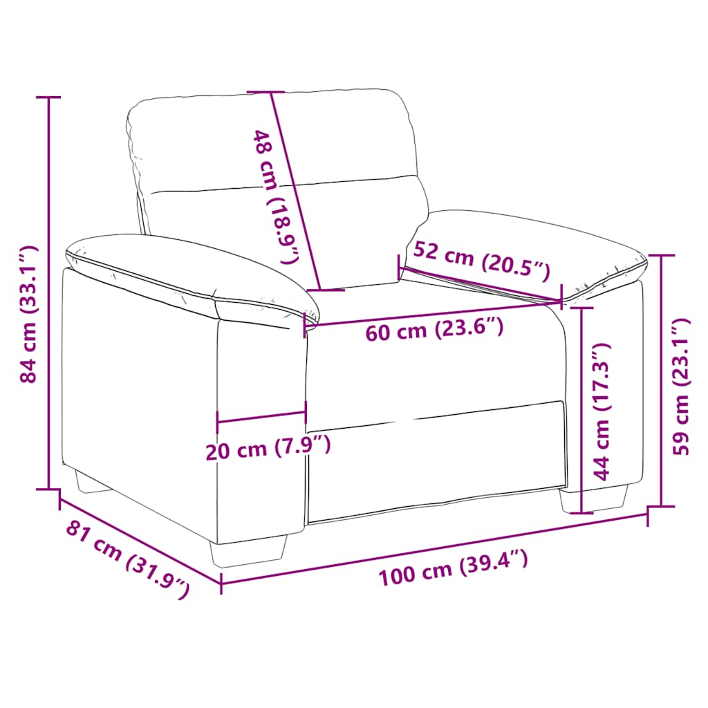 Canapea Scaun Cappuccino 60 cm piele artificială GartenMobel Dekor