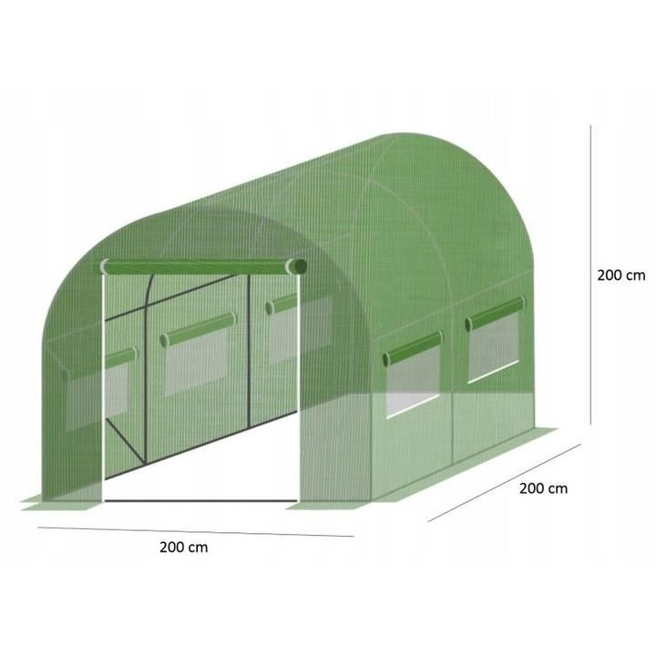 Sera de gradina, tip tunel, 5 ferestre, cadru metalic, folie PE + PP, 2x2x2 m, Chomik GartenVIP DiyLine