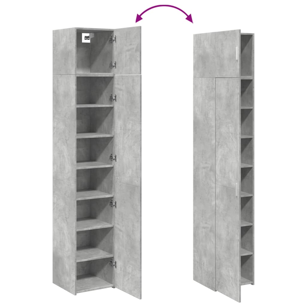Dulap depozitare slim gri beton 40x42,5x225 cm lemn prelucrat GartenMobel Dekor
