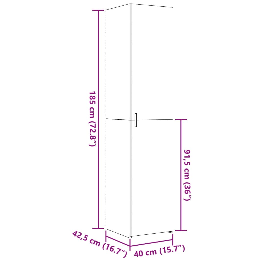 Dulap înalt, gri beton, 40x42,5x185 cm, lemn prelucrat GartenMobel Dekor