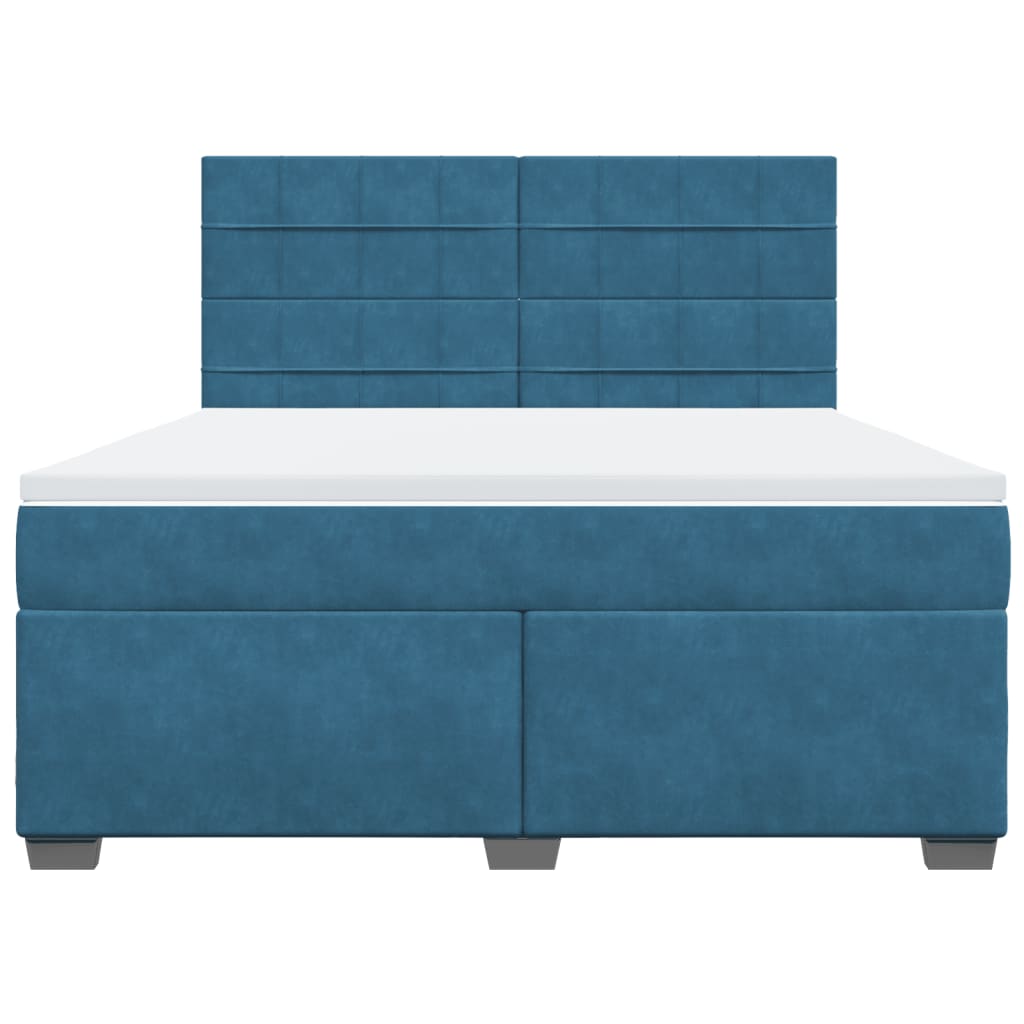 Pat box spring cu saltea, albastru, 180x200 cm, catifea GartenMobel Dekor