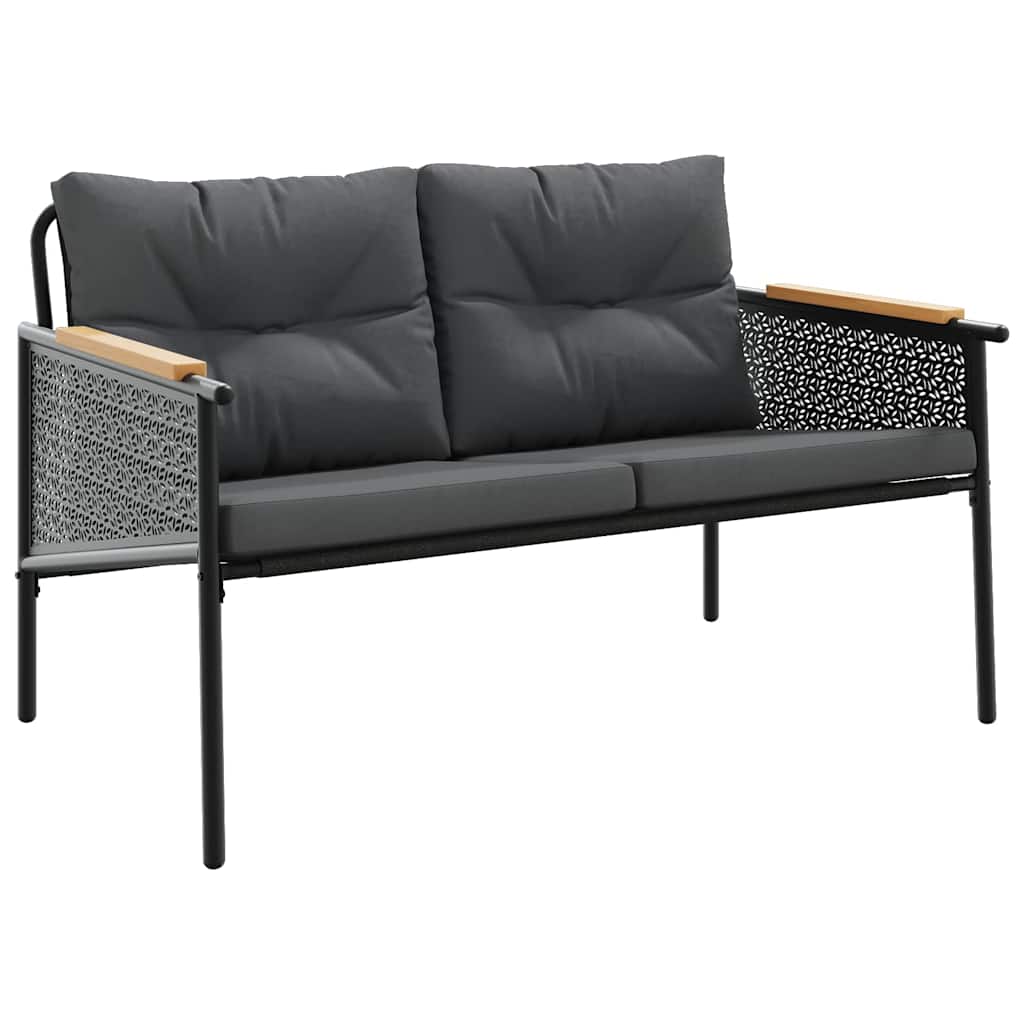 Set mobilier de balcon, 5 piese, cu perne, negru, oțel GartenMobel Dekor