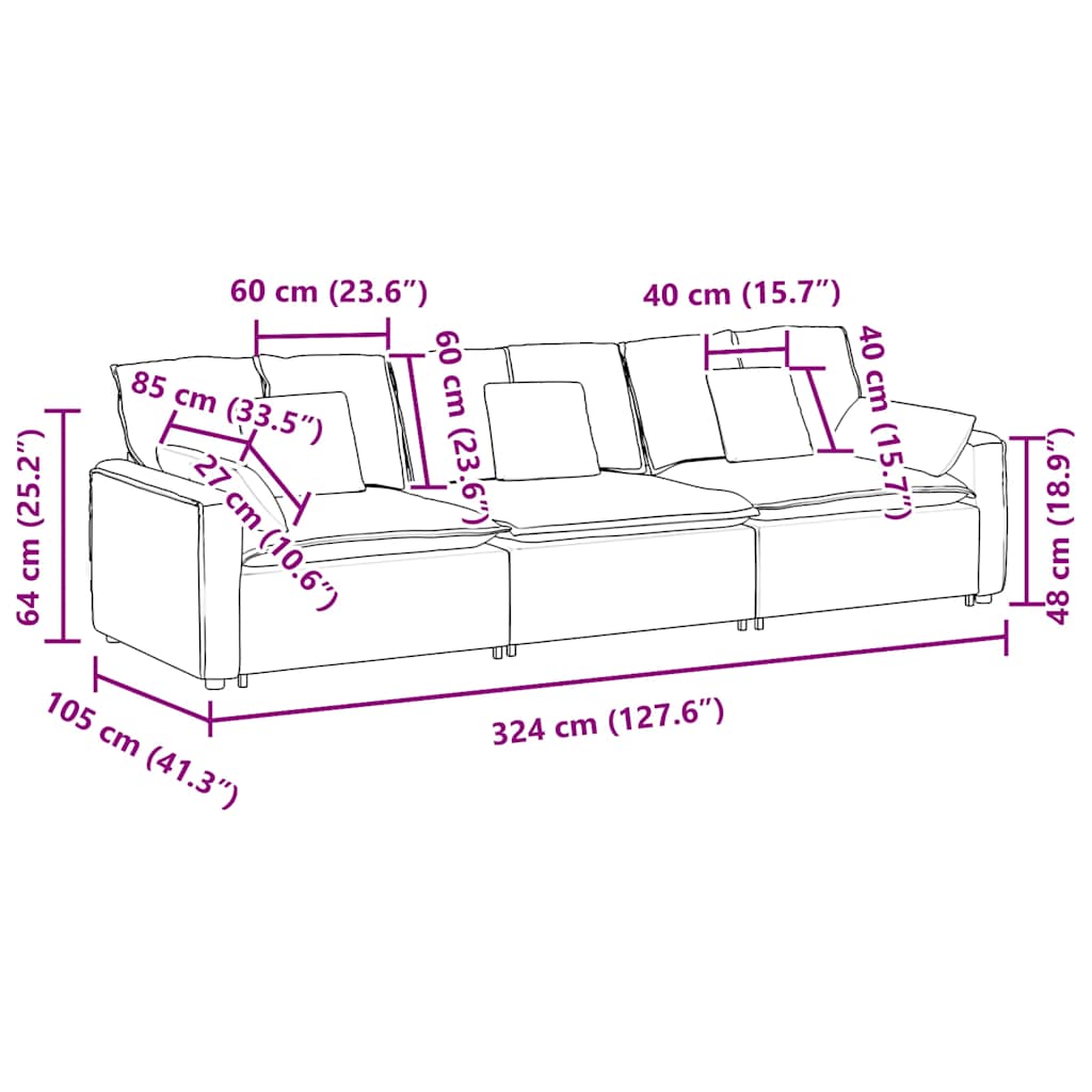 Canapea modulară cu perne, crem GartenMobel Dekor