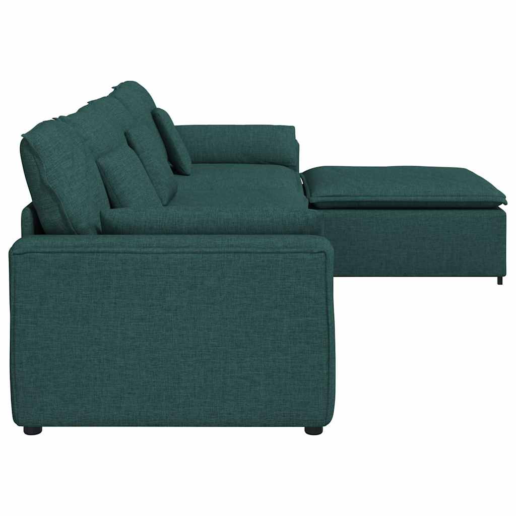 Canapea modulară cu taburet și perne, verde închis GartenMobel Dekor