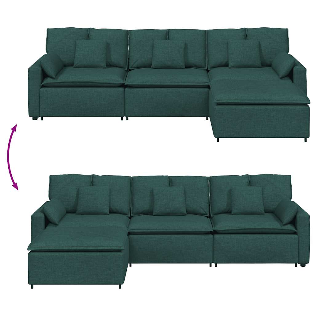 Canapea modulară cu taburet și perne, verde închis GartenMobel Dekor