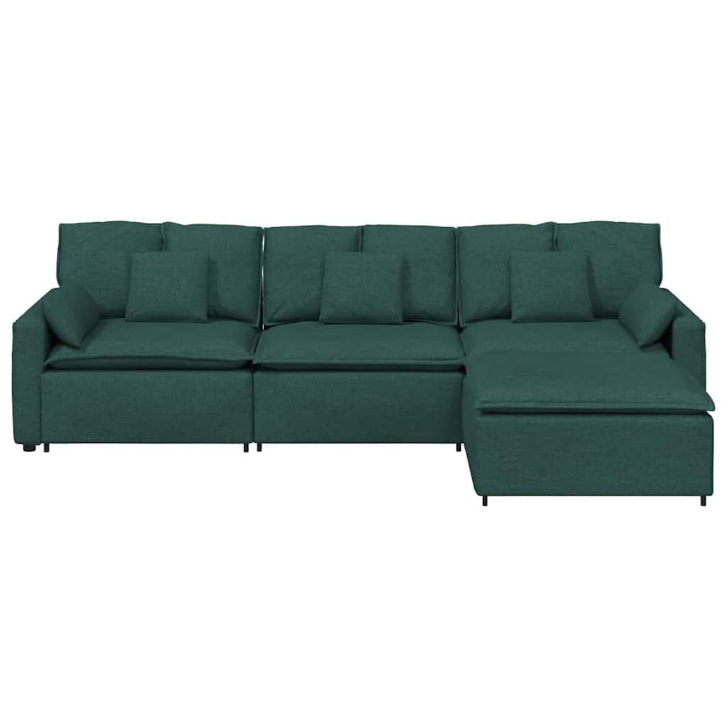 Canapea modulară cu taburet și perne, verde închis GartenMobel Dekor