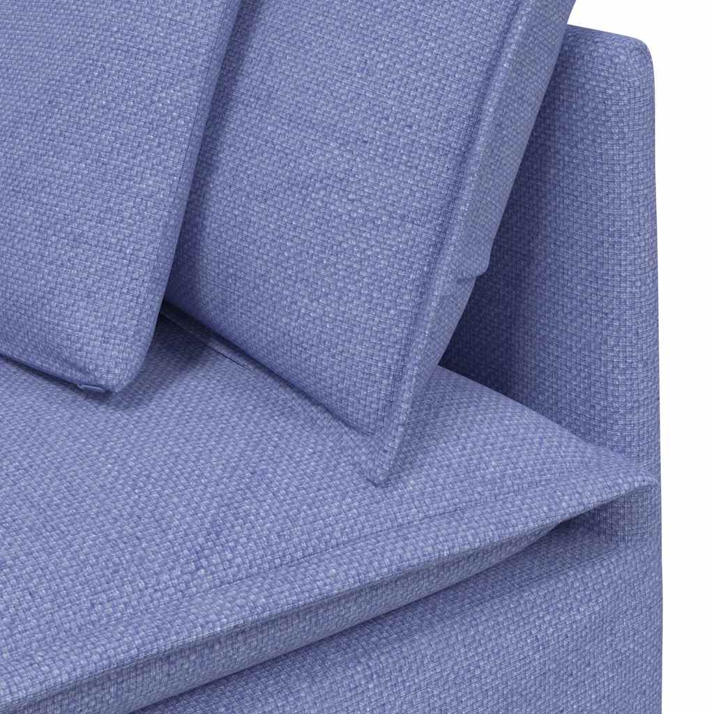 Canapea modulară cu taburet și perne, textil, albastru jeans GartenMobel Dekor
