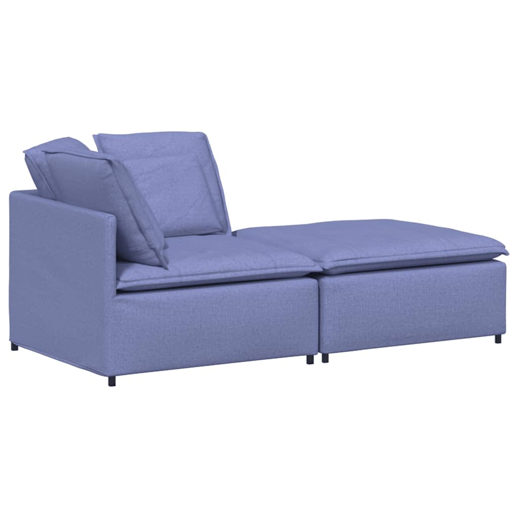Canapea modulară cu taburet și perne, textil, albastru jeans GartenMobel Dekor
